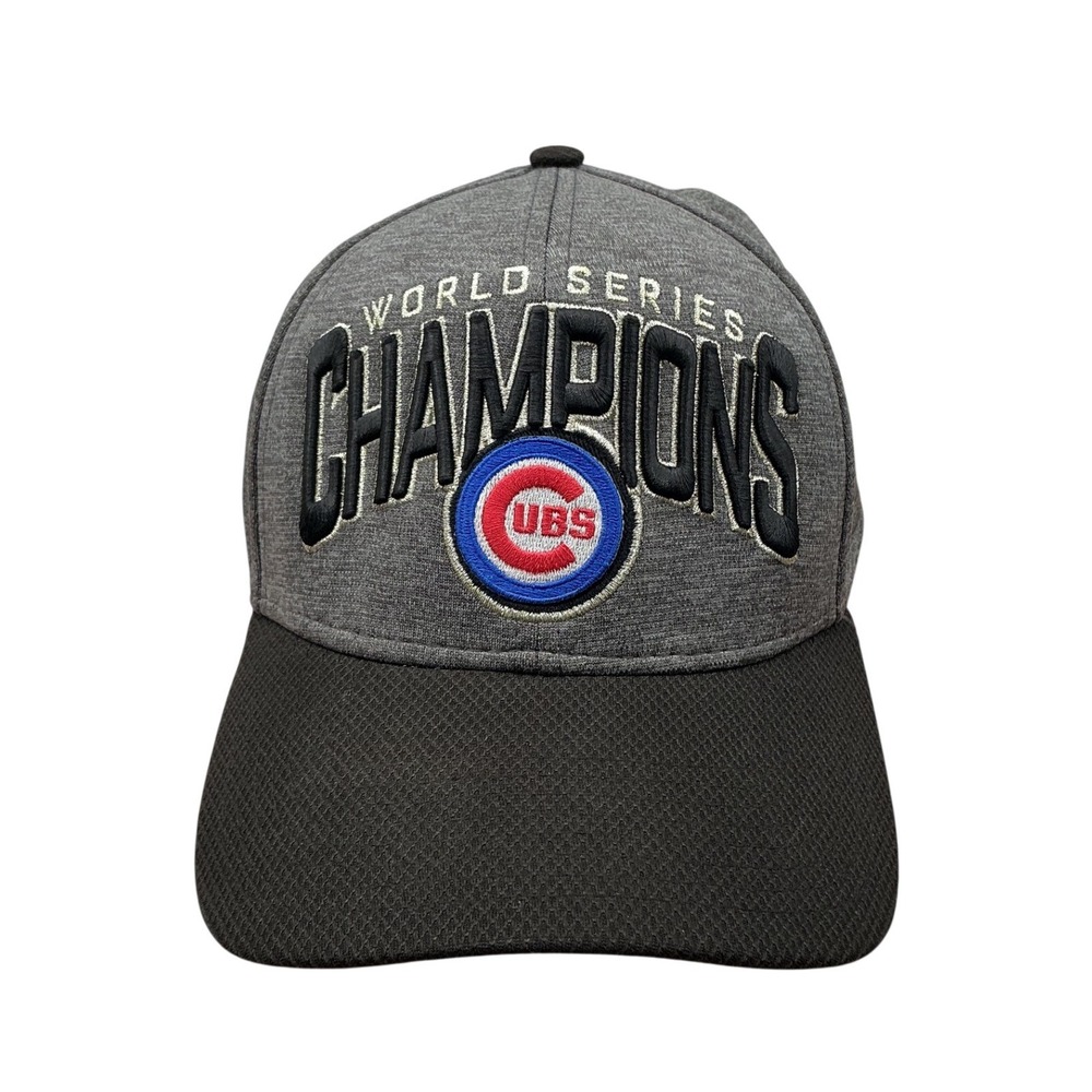 New Era Chicago Cubs 2016 World Series Champions Hat 39THIRTY Grey Black Cap